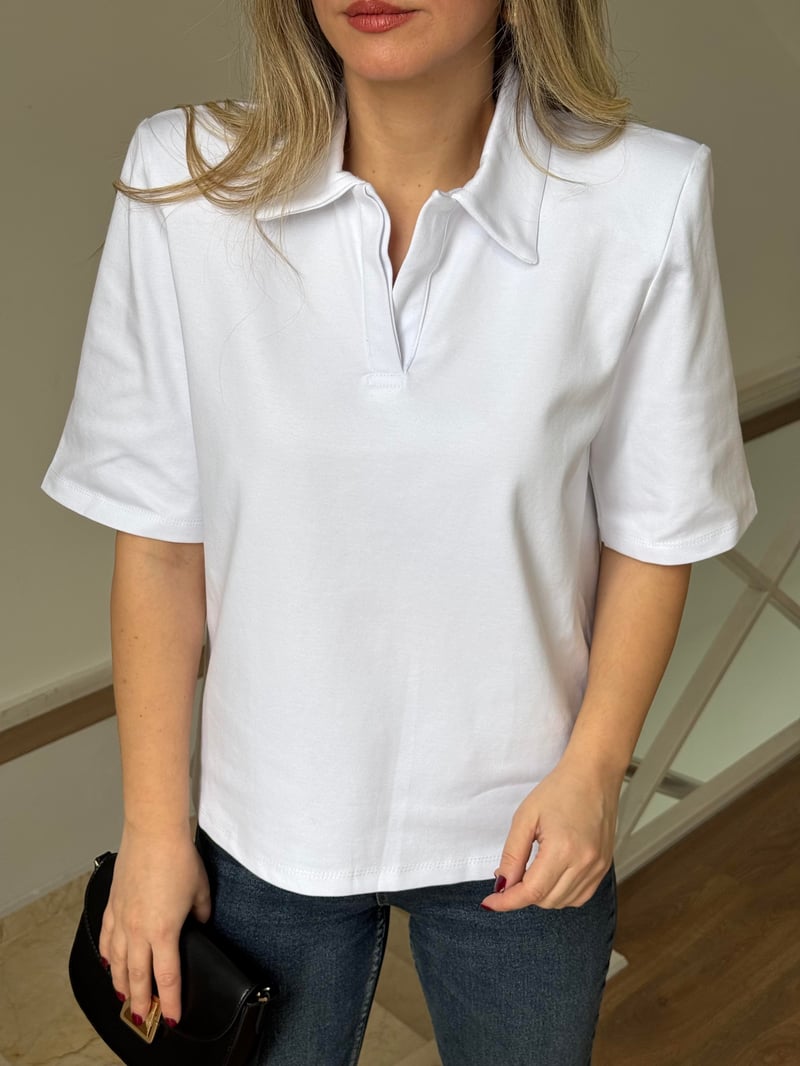 Vatkalı Basic Tshirt - Beyaz