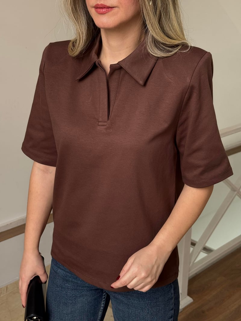 Vatkalı Basic Tshirt - Kahverengi