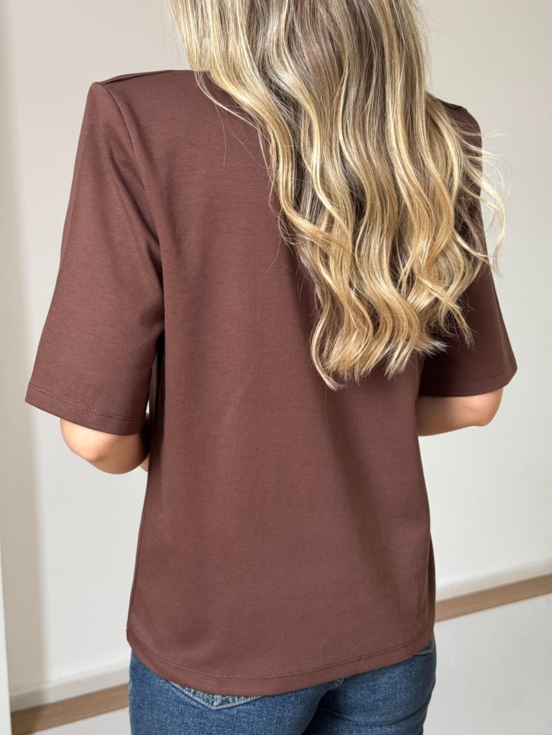 Vatkalı Basic Tshirt - Kahverengi