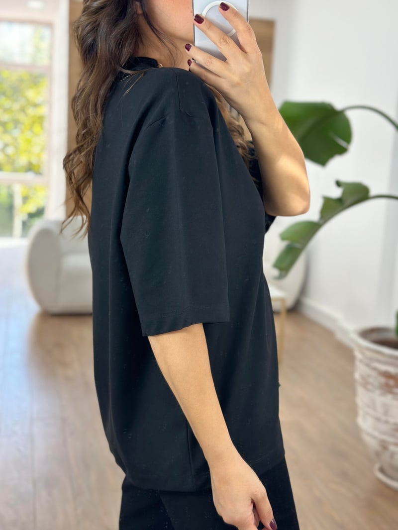 Vatkalı Basic Tshirt - Siyah