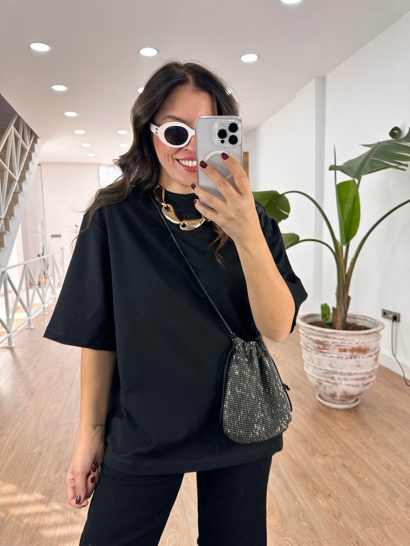 Vatkalı Basic Tshirt - Siyah