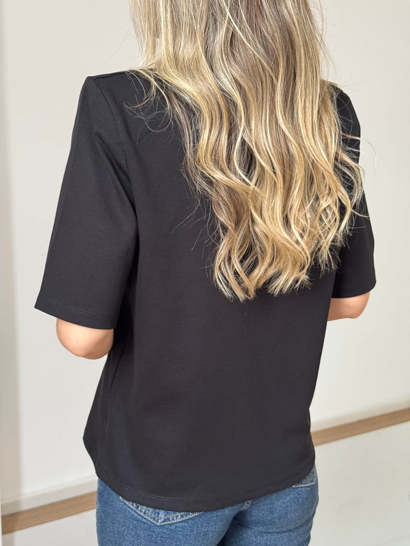 Vatkalı Basic Tshirt - Siyah