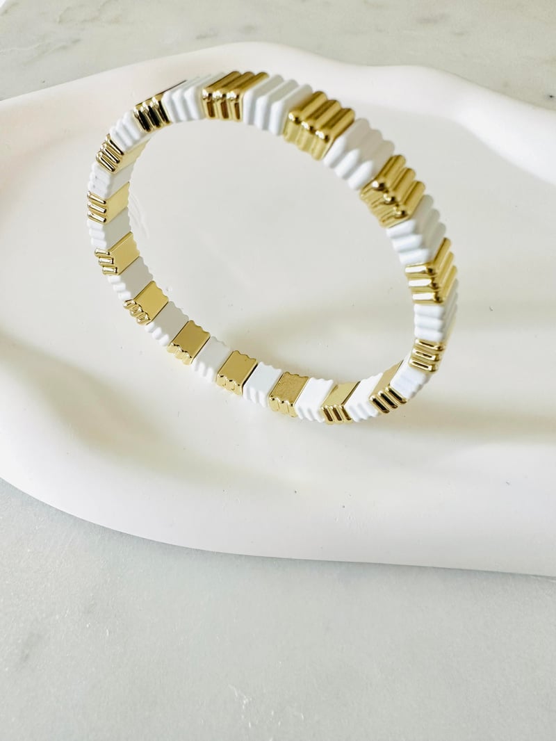Vip Seri Gold Beyaz Lastikli Bileklik