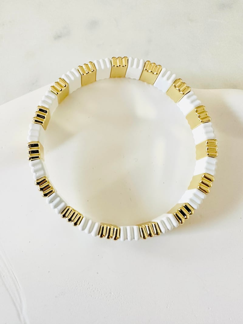 Vip Seri Gold Beyaz Lastikli Bileklik