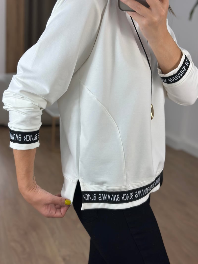 Yazılı Basic Sweathirt - Beyaz