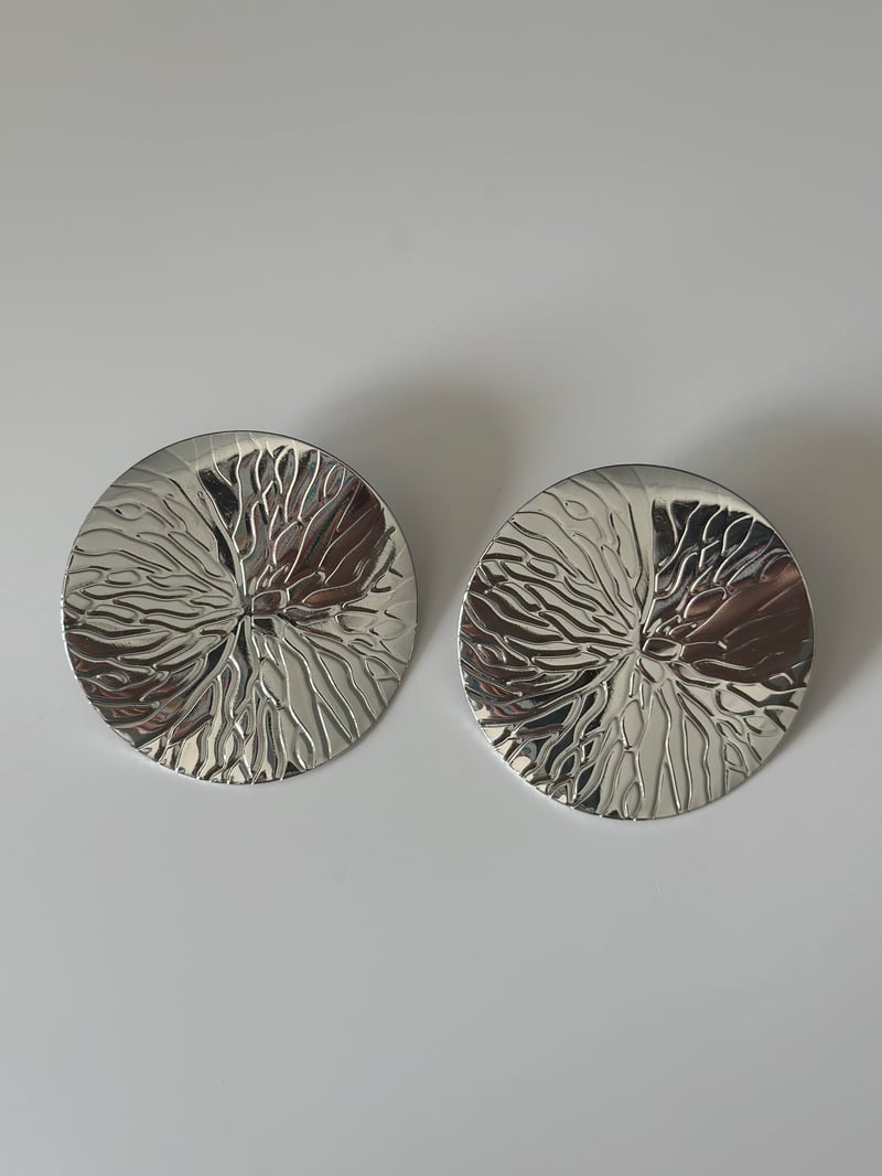 Yuvarlak İşlemeli Silver Küpe  5cm