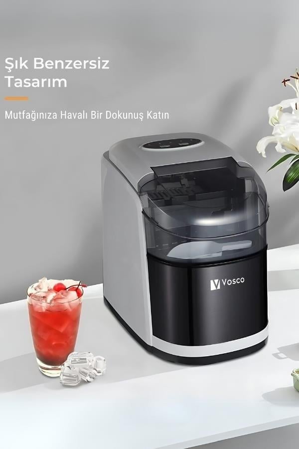  Vosco Pro Set Üstü Buz Makinesi 12 Kg VHZB-12C