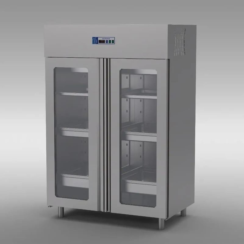 Astema Dik Tip Çift Cam Kapılı Endüstriyel Derin Dondurucu, 1400 L, 430 Krom