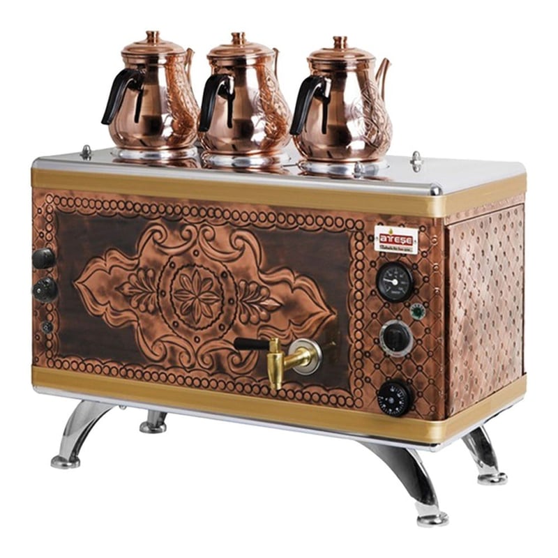 Ateşe Gold Compact Otomatik Gazlı ve Elektrikli Çay Kazanı, 3 Demlikli (GCSGE03 / GCIGE03 / GCAGE03)