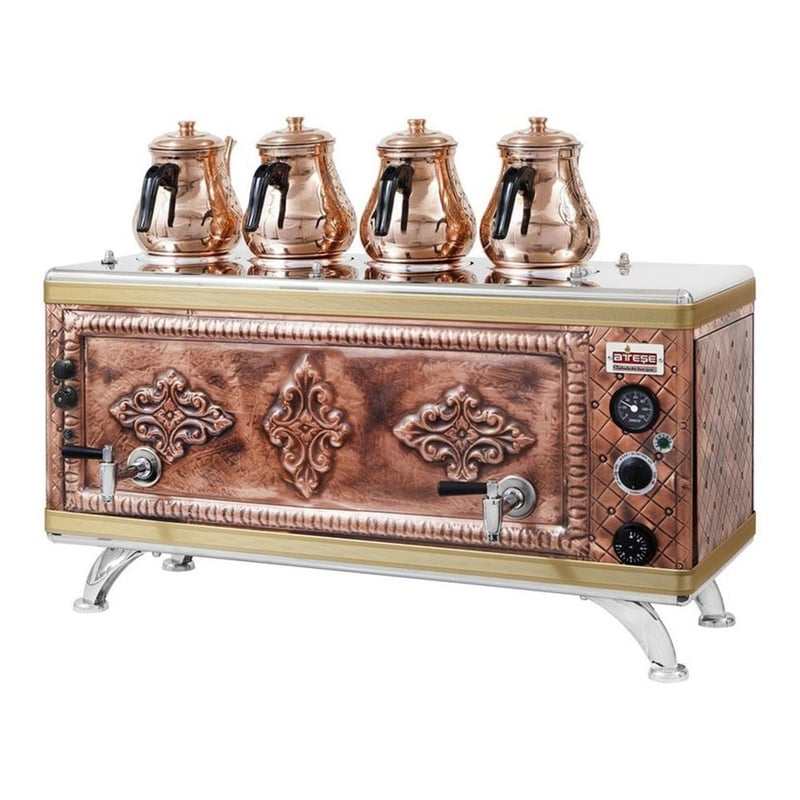 Ateşe Gold Compact Otomatik Gazlı ve Elektrikli Çay Kazanı, 4 Demlikli (GCSGE04 / GCIGE04 / GCAGE04)