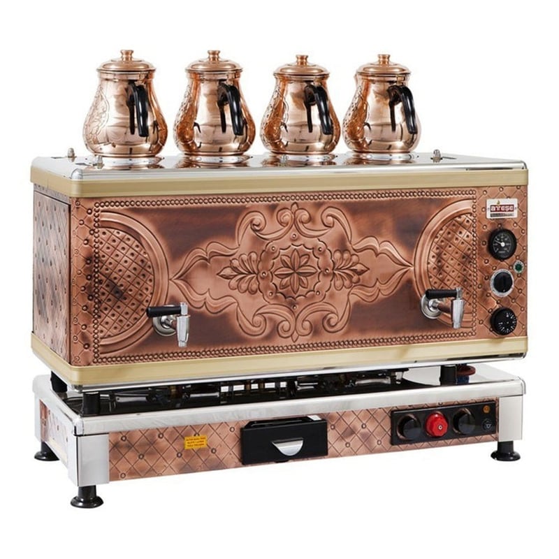 Ateşe Gold Otomatik Gazlı ve Elektrikli Çay Kazanı, 6 Demlikli (GSGE06 / GIGE06 / GAGE06)