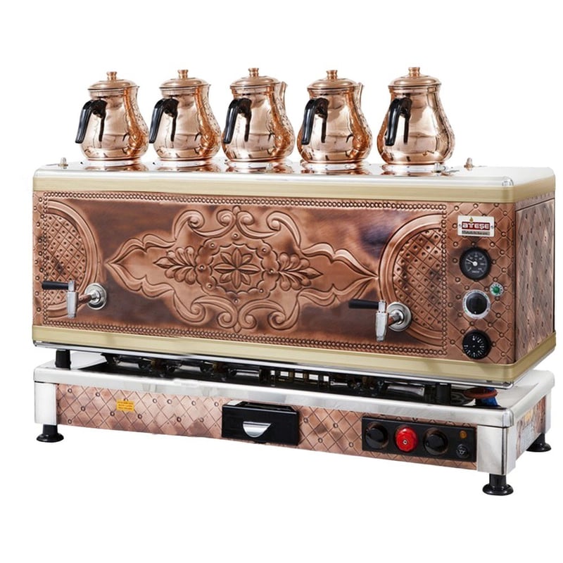 Ateşe Gold Otomatik Gazlı ve Elektrikli Çay Kazanı, 5 Demlikli (GSGE05 / GIGE05 / GAGE05)