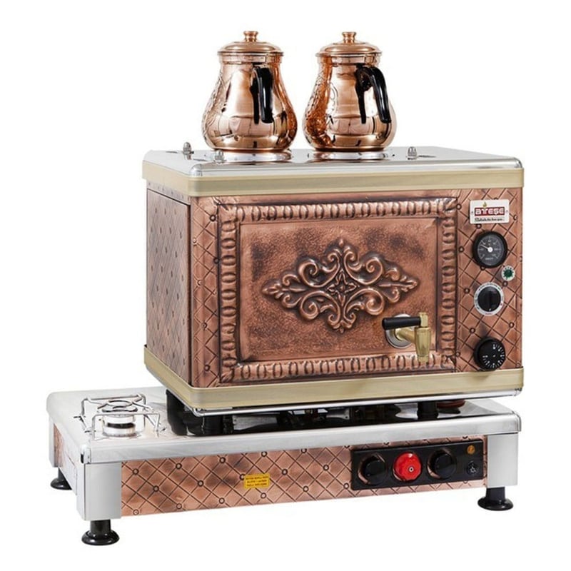 Ateşe Silver Otomatik Gazlı ve Elektrikli Çay Kazanı, 4 Demlikli (SSGE04 / SIGE04 / SAGE04)