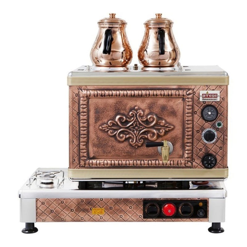 Ateşe Silver Otomatik Gazlı ve Elektrikli Çay Kazanı, 3 Demlikli (SSGE03 / SIGE03 / SAGE03)