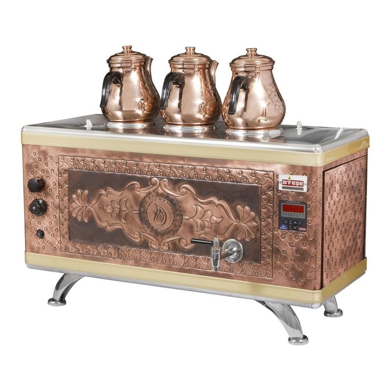 Ateşe Titanium Compact Akıllı Dijital Gazlı ve Elektrikli Çay Kazanı, 3 Demlikli (TCSGE03 / TCIGE03 / TCAGE03)