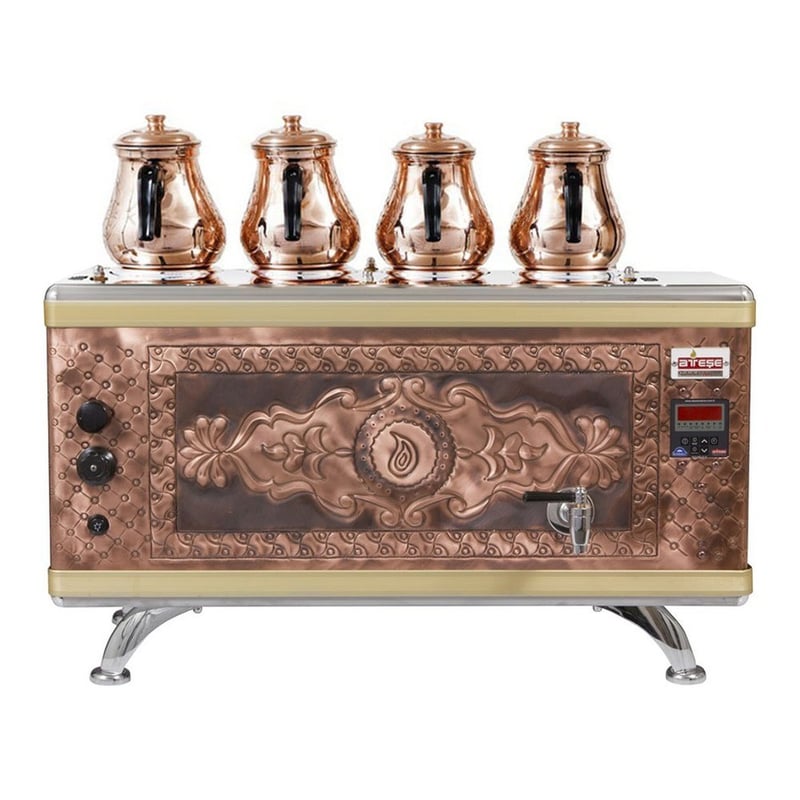 Ateşe Titanium Compact Akıllı Dijital Gazlı ve Elektrikli Çay Kazanı, 4 Demlikli (TCSGE04 / TCIGE04 / TCAGE04)