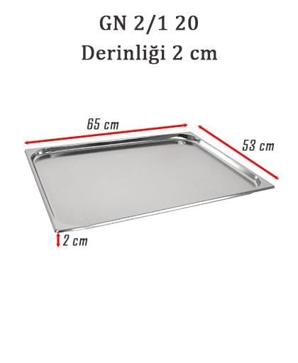 Bilge İnox 2/1-20 Standart GN Küvet, 650*530*20 mm, 5 Lt