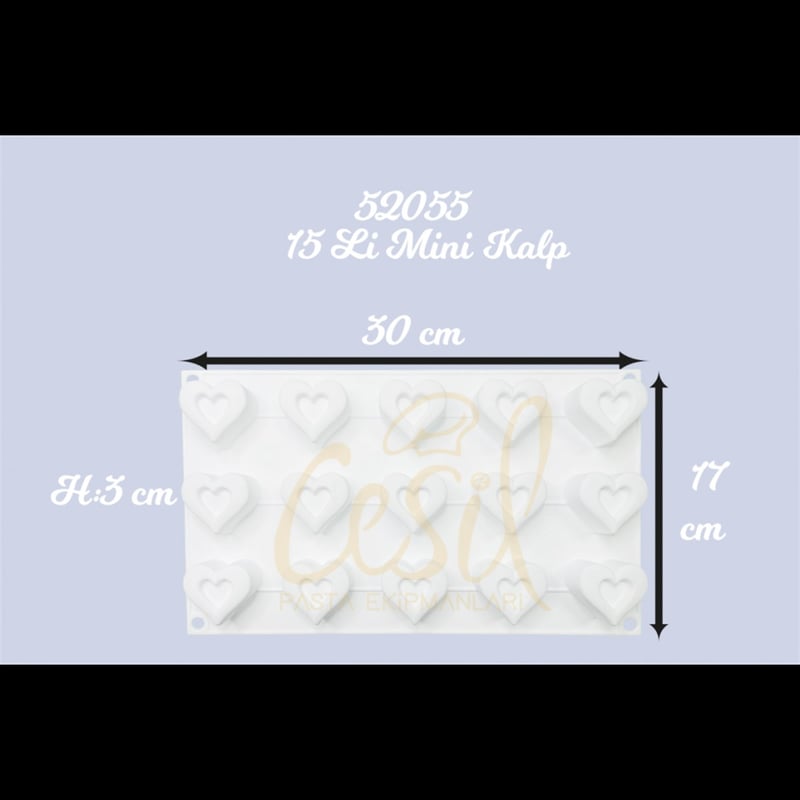Cesil 15`li Mini Kalp Silikon Kalıp