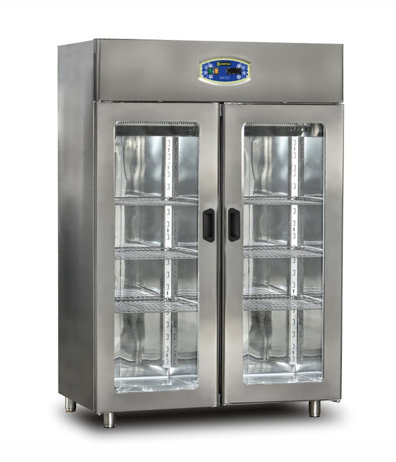 Dampak Çift Cam Kapılı Dik Tip Buzdolabı, 1400 Lt