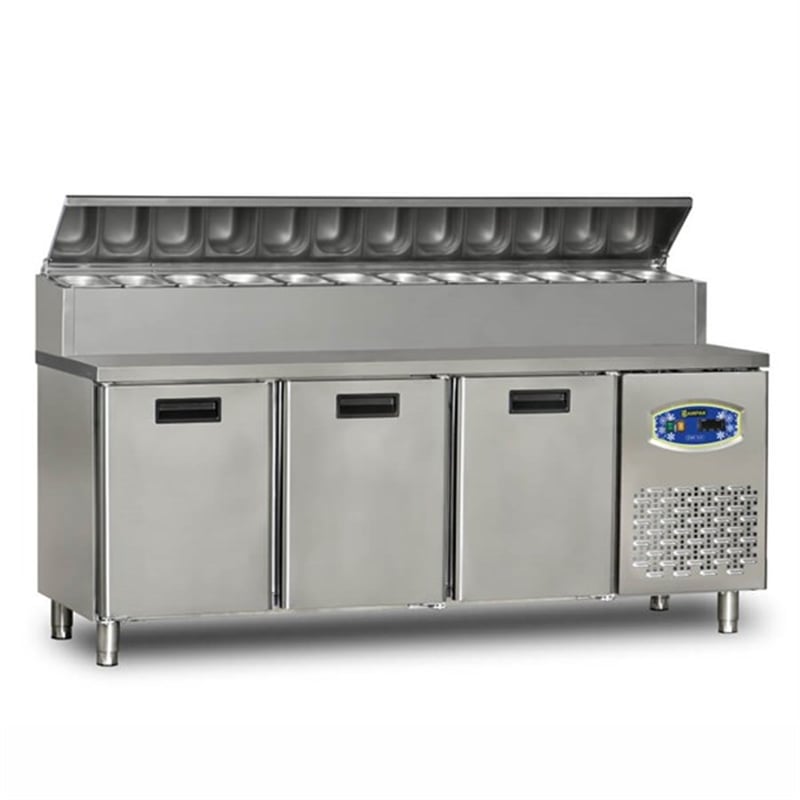 Dampak Üç Kapılı, Alçak Model, Pizza Hazırlık Buzdolabı 450 Lt
