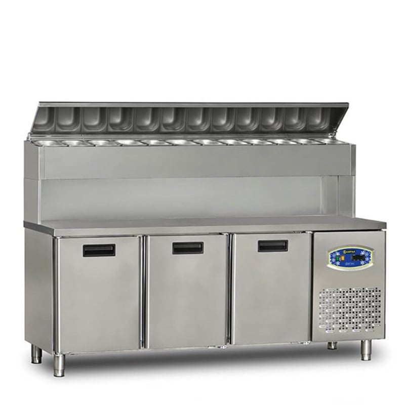 Dampak Üç Kapılı, Yüksek Model, Pizza Hazırlık Buzdolabı 450 Lt