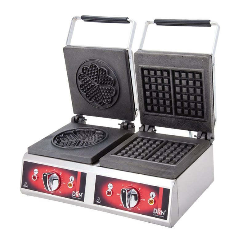 DRN Elektrikli Kare+Yonca Waffle Makinesi, İkili