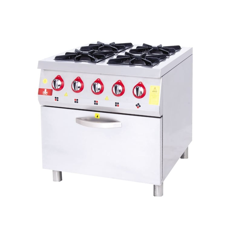 DRN Kuzineli Ocak, Doğalgazlı/LPG'li, 4 Ocak 1 Fırın, 80×84×85 cm, DRNKU-8080
