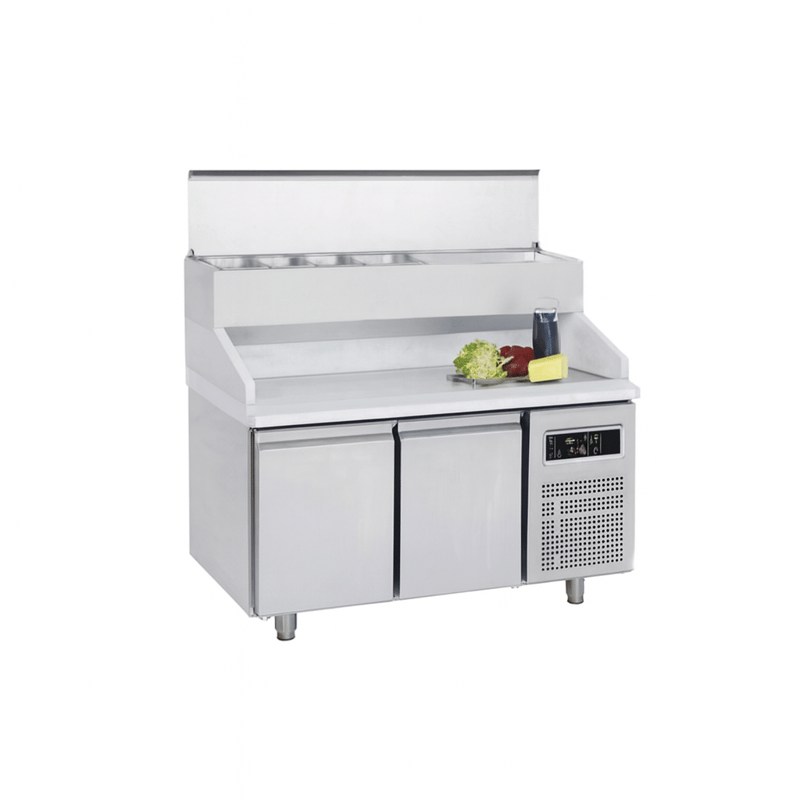 Frenox 140x70x134 cm.7 Adet 1/3 x150 GN Küvet Kapasiteli,Mermer Taplalı, Yükseltilmiş Make-Up,Pizza Hazırlık Dolabı CGN2-YM-MR-R290