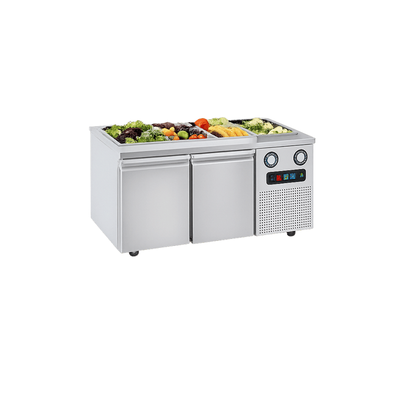 Frenox 140x72.5x85 cm.4 Adet GN-1/1x150 Küvet Kapasiteli,Statik Soğuk Servis Havuzlu,Yatay Tip Buzdolabı BGN2-SG-CL