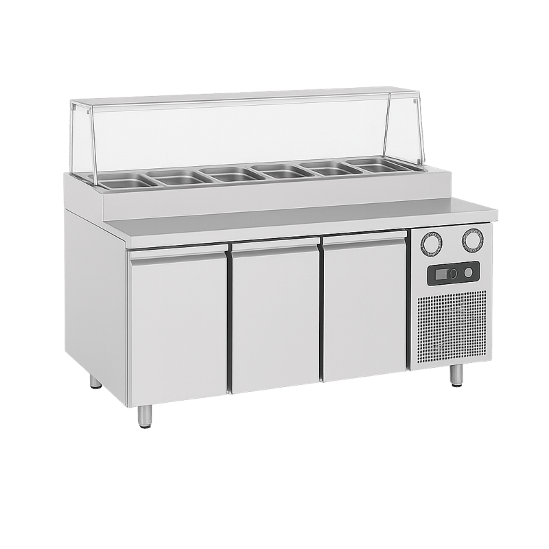 Frenox 186,5X80X85 cm.9x1/3x150 GN Küvet Kapasiteli Yatay Servis Buzdolabı,Sushi Ünitesi SHS3-R290