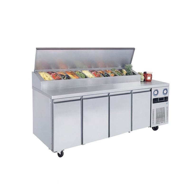 Frenox 233x70x109 cm. 9 Adet 1/3x150 Küvet Kapasiteli Make-up,Pizza Hazırlık Dolabı  MPN4-9D-R290