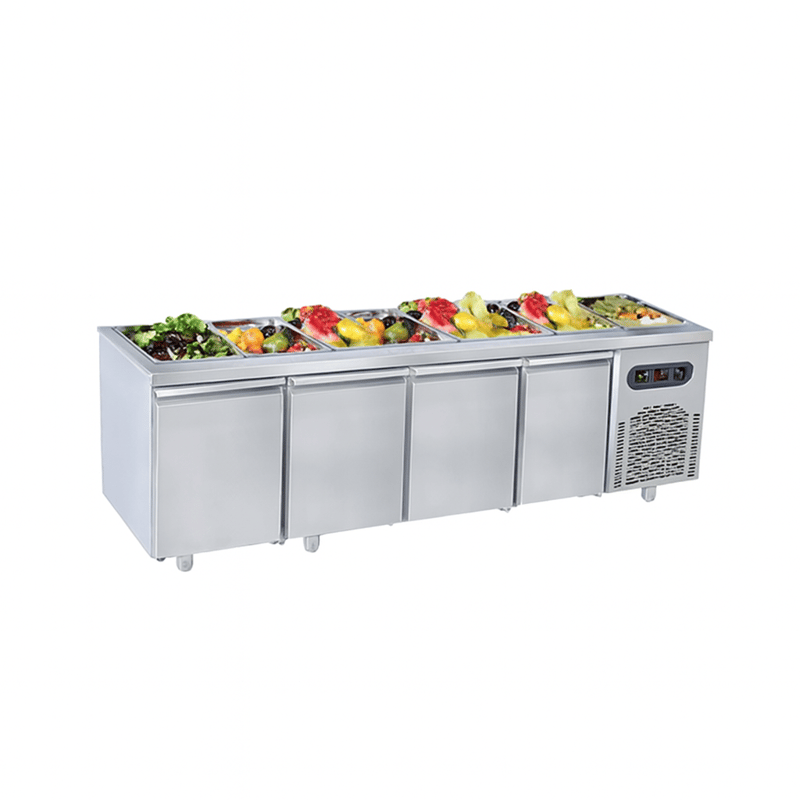 Frenox 233x72.5x85 cm. 6 Adet GN-1/1x150 Küvet Kapasiteli,Statik Soğuk Servis Havuzlu,Yatay Tip Buzdolabı BGN4-SG-CL