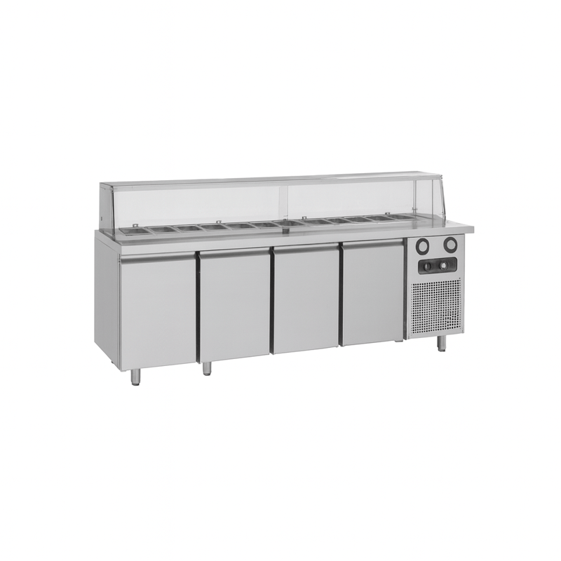 Frenox 233X80X85 cm. 12x1/3x150 GN Küvet Kapasiteli Yatay Servis Buzdolabı,Sushi Ünitesi SHS4-R290