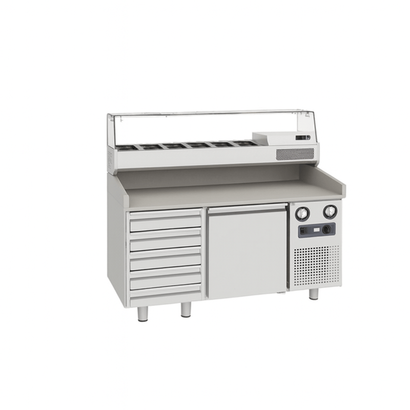Frenox 40x60 Tepsi Kapasiteli 155x80x108 cm. 380 lt. Pizza Hazırlık Buzdolabı PZT 155-D-R290
