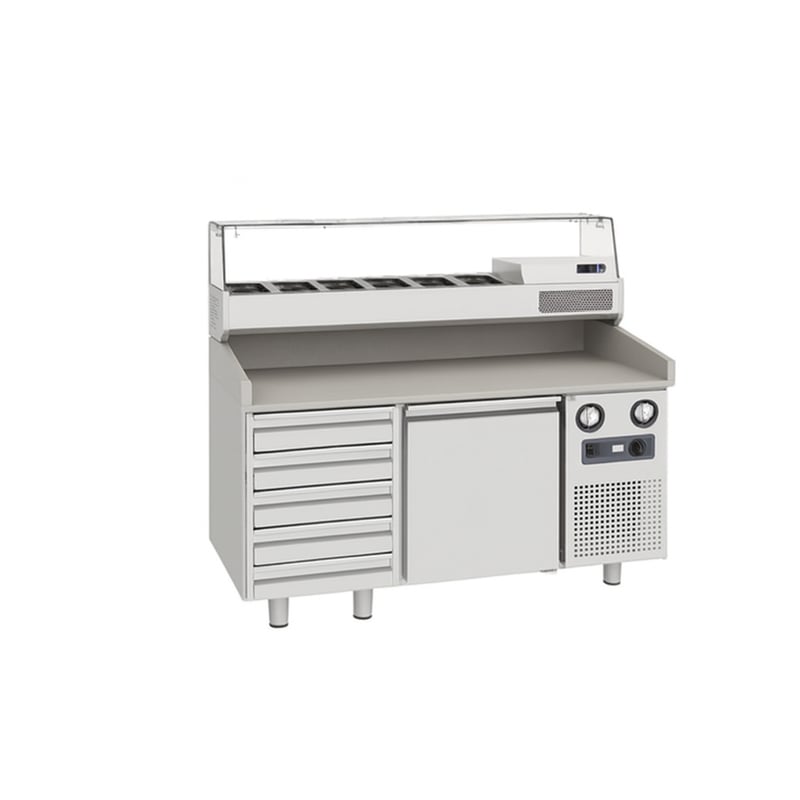 Frenox 40x60 Tepsi Kapasiteli 155x80x108 cm. 380 lt. Pizza Hazırlık Buzdolabı BZT 155-D-R290