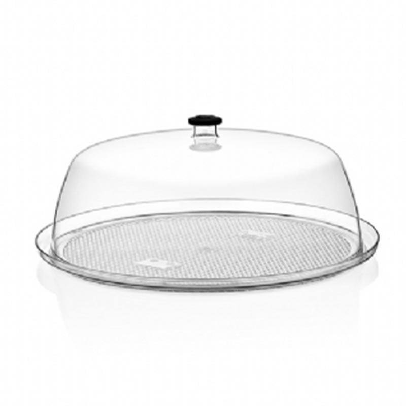 GastroPlast Polikarbonat Yuvarlak Fanus, 30 cm, Siyah Kulplu