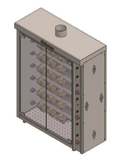 Himaksan 30 Piliç Kapasiteli Vitrin Tipi Piliç Çevirme Makinesi Doğalgazlı/Tüplü Ce Belgeli 124*50*165