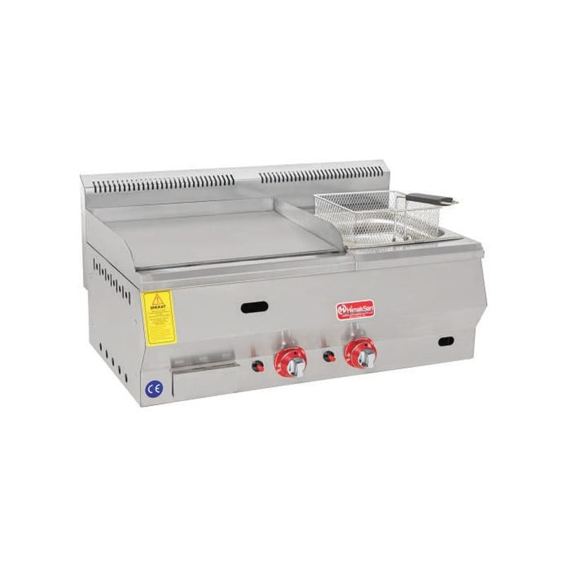 Himaksan 50 cm Izgaralı 8 Litre Taban Raflı Izgara + Fritöz Doğalgazlı/Tüplü Ce Belgeli 86*54*85