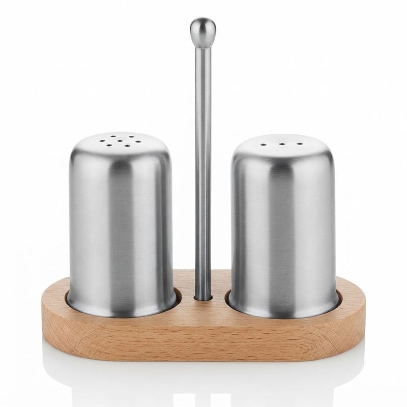 Kitchen Mall 2'Lİ Tuz+Karabiberlik Telli Ahşap Standlı KM538