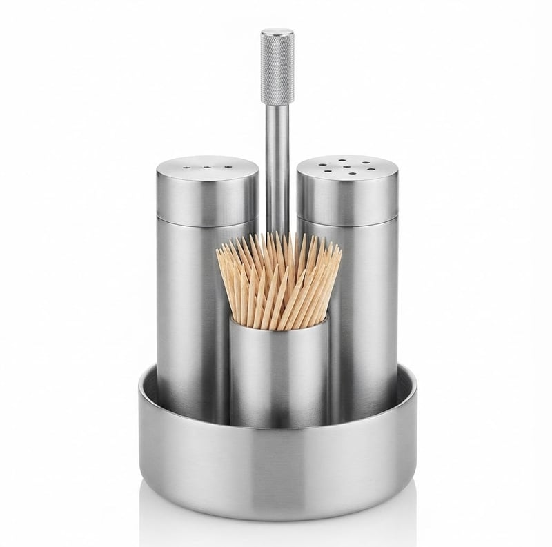 Kitchen Mall 3'LÜ Boru Tuzluk TK Yuvarlak Metal Standlı KM505