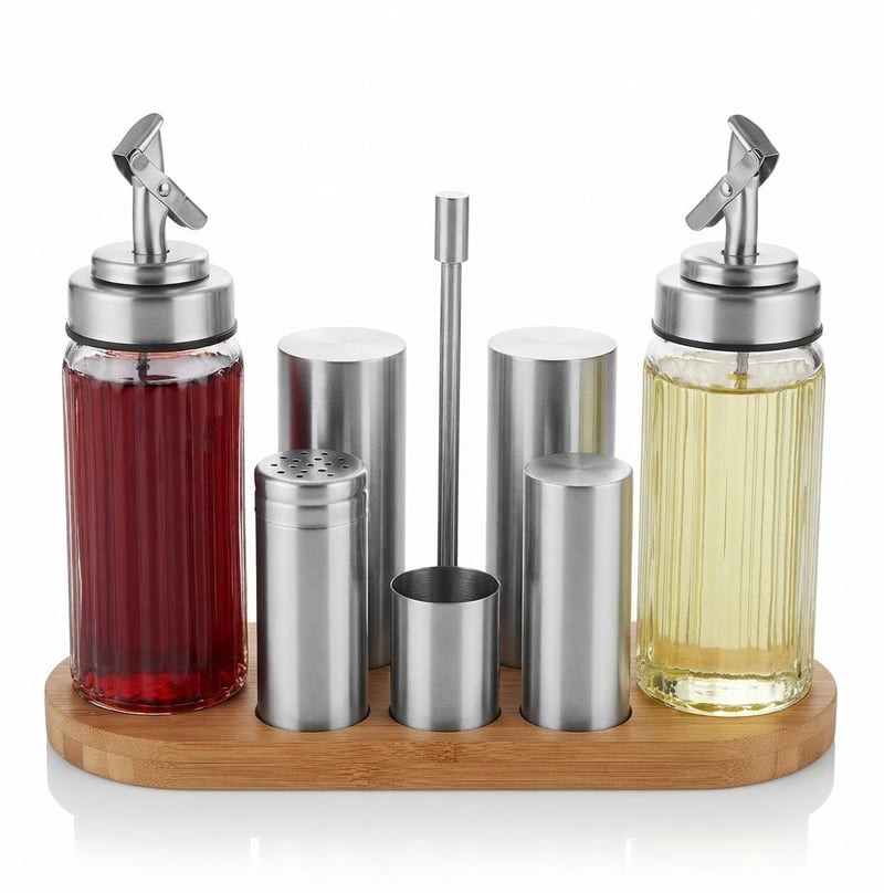 Kitchen Mall Yağlıklı 7'Lİ SET Ahşap Standlı Yatay KM512