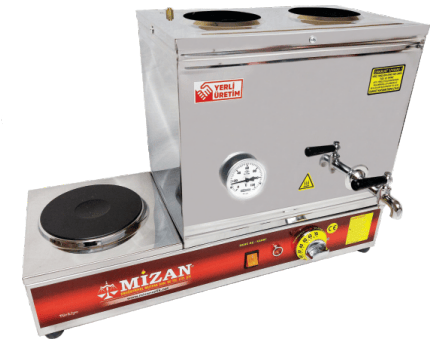 Mizan 2 Demlik Krom Elektrikli Çay Kazanı, 26 lt, 430 Kalite, Pleytli,