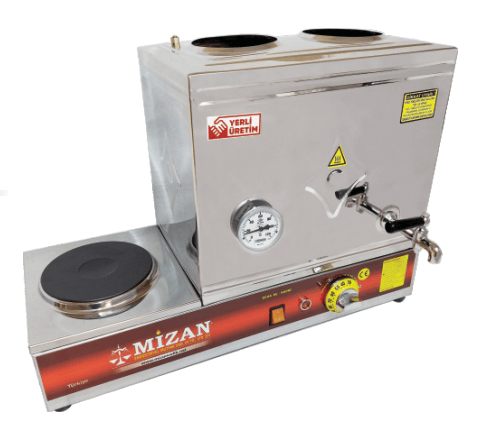 Mizan 2 Demlik Krom Elektrikli Çay Kazanı, 26 lt, 304 Kalite, Pleytli