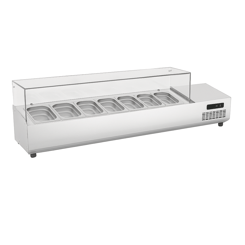 Ndustrio Cam Kapak,7 Adet 1/3 GN Küvetl, Set Üstü Teşhir Ünitesi  TTR-150 1/3 GC