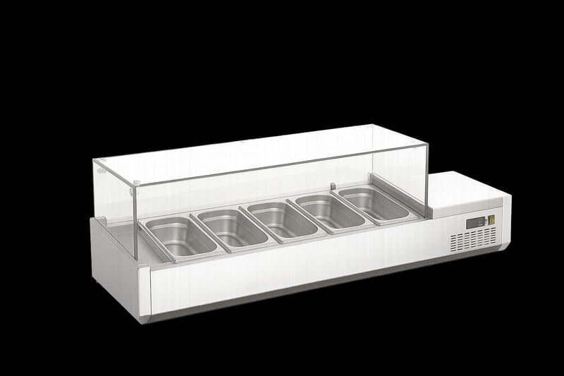 Ndustrio Set Üstü Camlı Garnitürlük, 1/4-5 Gn, 1200x370x450 cm, TTR-120 GC