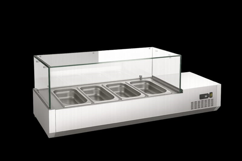 Ndustrio Set Üstü Camlı Garnitürlük, 1/4-4 Gn, 1000x370x450 cm, TTR-100 GC