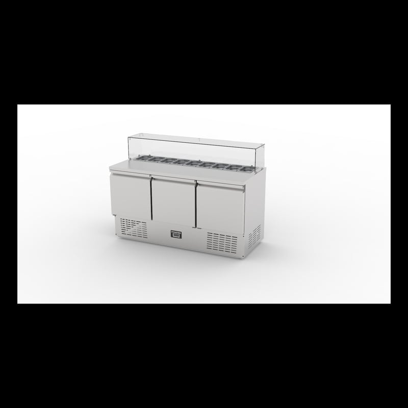 Ndustrio  Tezgah Tip 3 Kapı Gastronorm Camlı Saladbar SLD 7160 GC