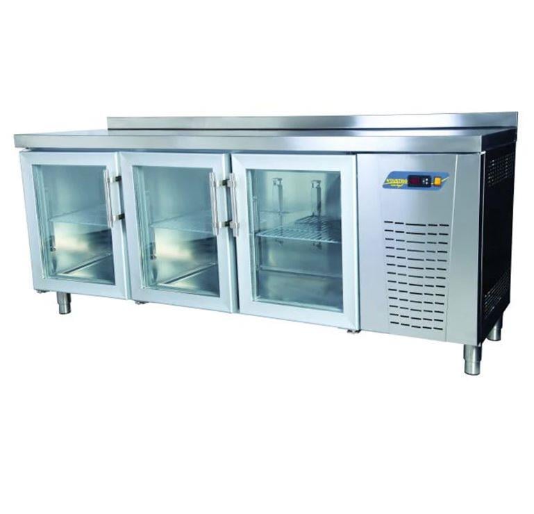 Ndustrio TPS-63-GD Tezgah Tip Snack Buzdolabı, 3 Cam Kapılı