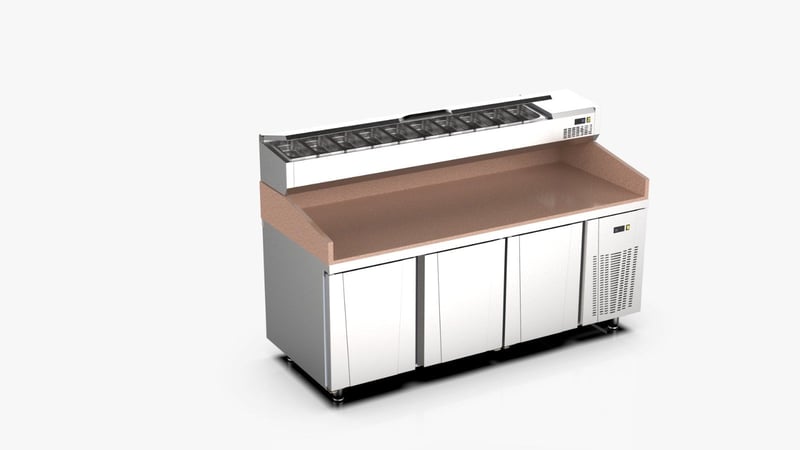 Ndustrio Yükseltilmiş Mermer Tablalı Make-Up Dolap, 2100x730x1350 mm, TPG-73-MT3STTR