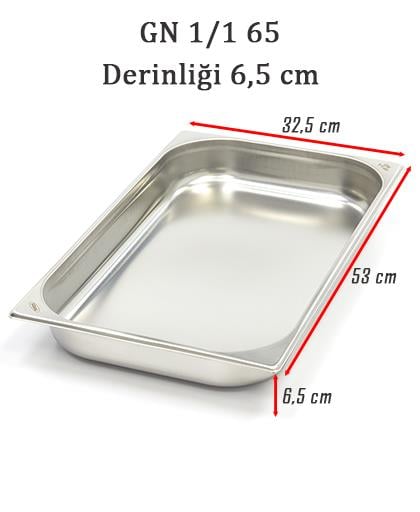 Net Çelik GN 1/1 - 6.5 cm Gastronom  Küvet (53 x 32.5cm) 9 lt 